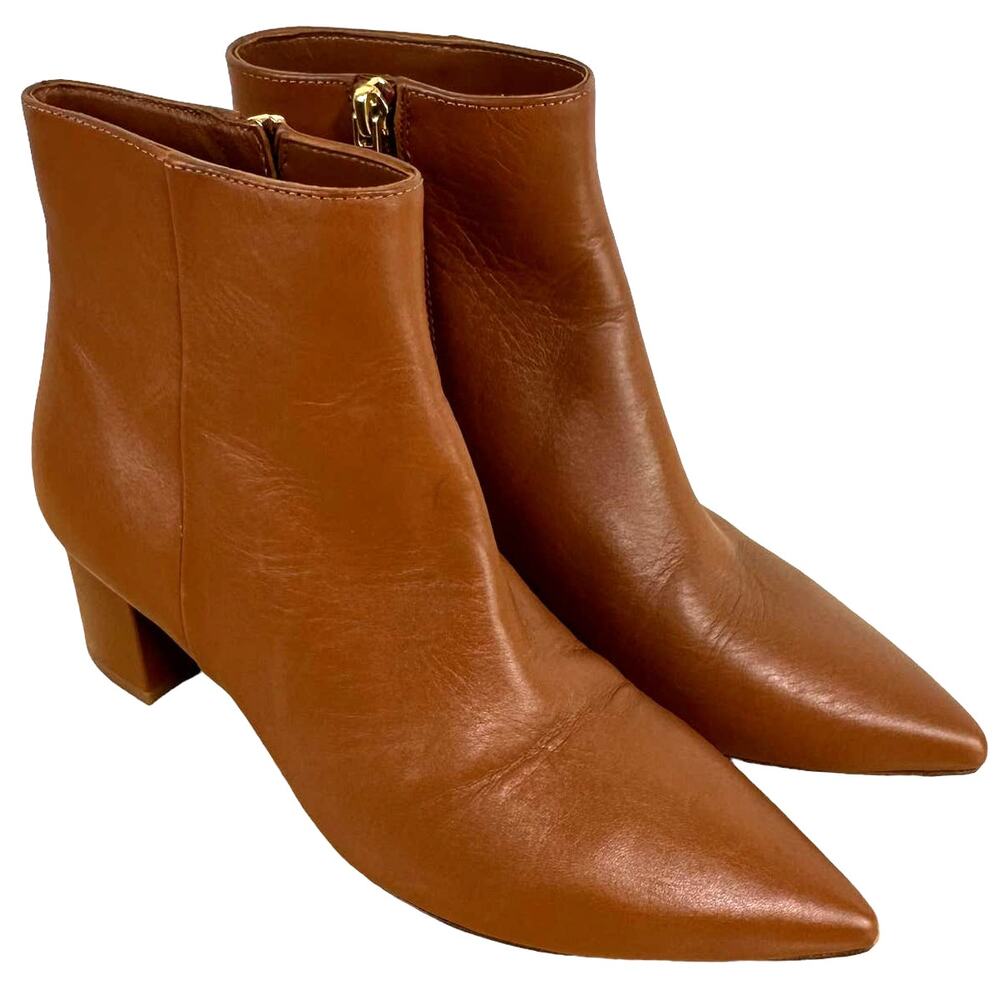 L’agence Jeanne II Pointed Toe Bootie Women's Luggage Brown Size 37.5 (US 7.5)
